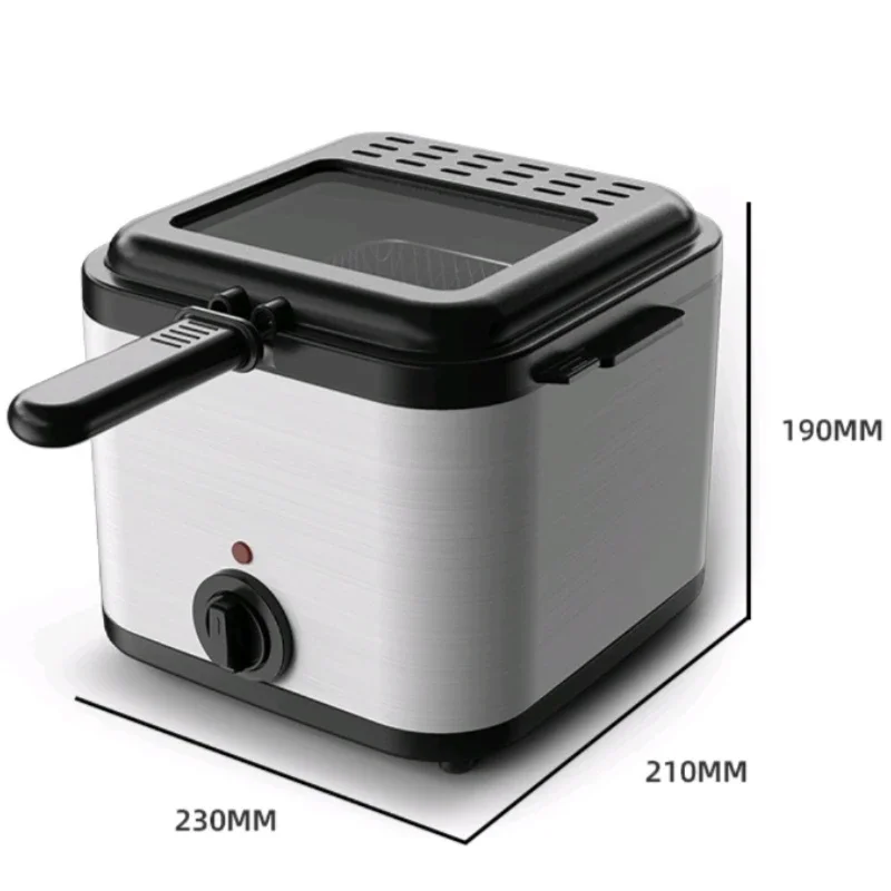 US/UK/EU 2L Stainless Steel Smart Air Fryer 110-220V Manual Electric Deep Fryer with Removable Basket Square Shape for Cooking 4