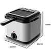 US/UK/EU 2L Stainless Steel Smart Air Fryer 110-220V Manual Electric Deep Fryer with Removable Basket Square Shape for Cooking 4
