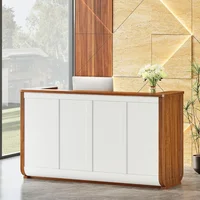 70.8 Inches Large Reception Desk - Modern Front Desk, Retail Counter for Checkout, Lobby, Salon, Office, Walnut 1