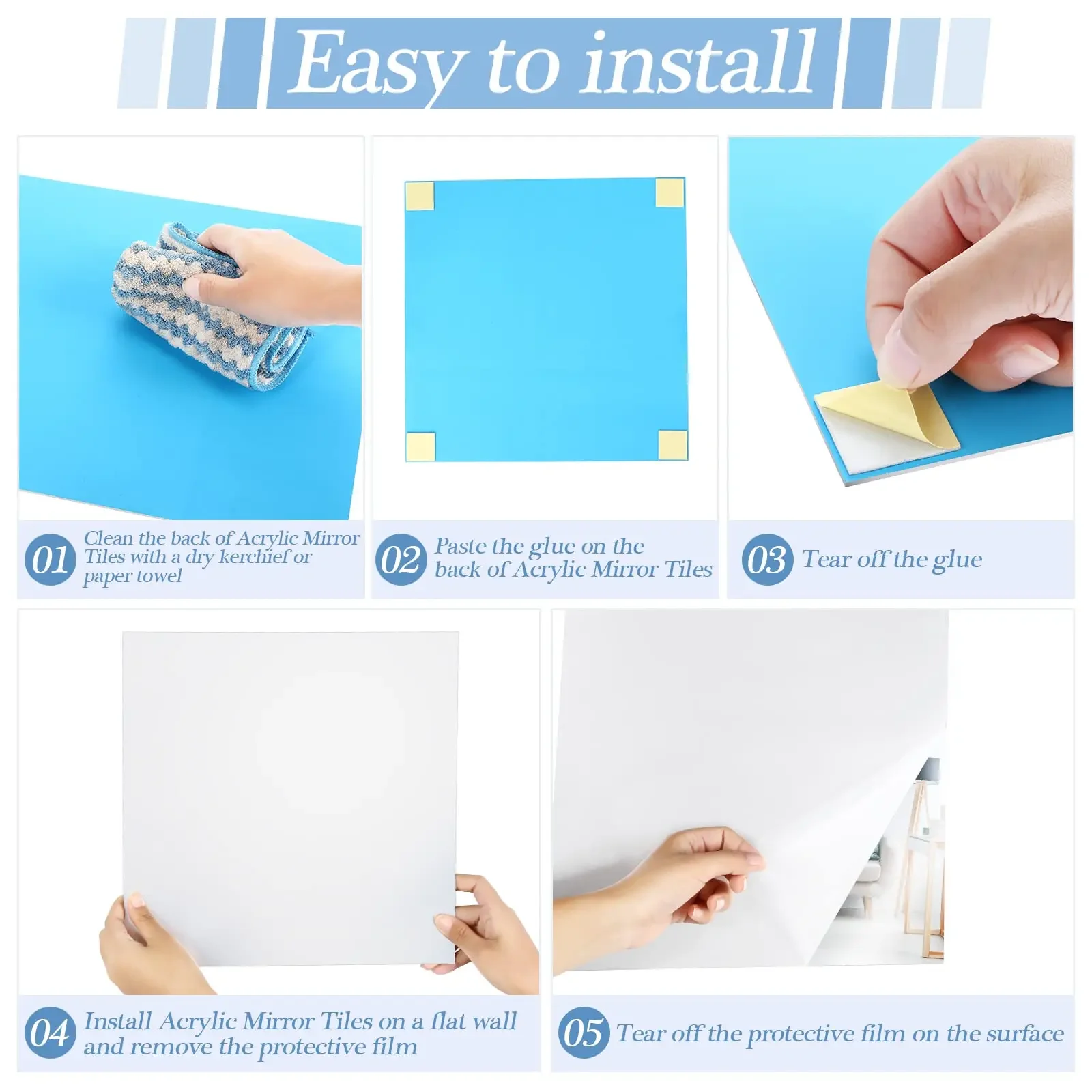 3D Mirror Wall Stickers 8PCs Self-adhesive Thicken 2mm Flexible DIY Art Acrylic for Living Room wall sticker mirror wall sticker acrylic wall sticker