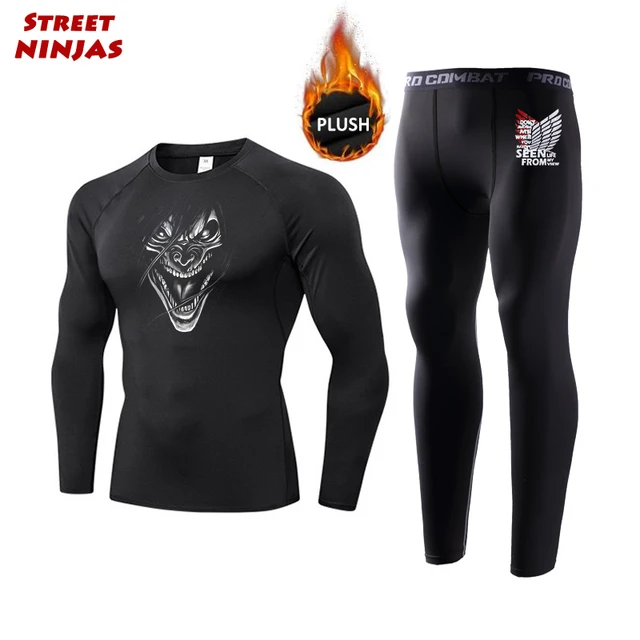 Anime Attack on Titan Print Thermal Underwear for Men Winter Warm