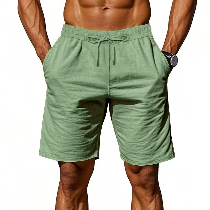 Sommerliche Atmungsaktive Lässige Leinen-Shorts für Herren Modische Reißverschluss-Knopf-Shorts Tägliche Freizeit Lose Gerade Einfarbige Herrenshorts – Detail 8
