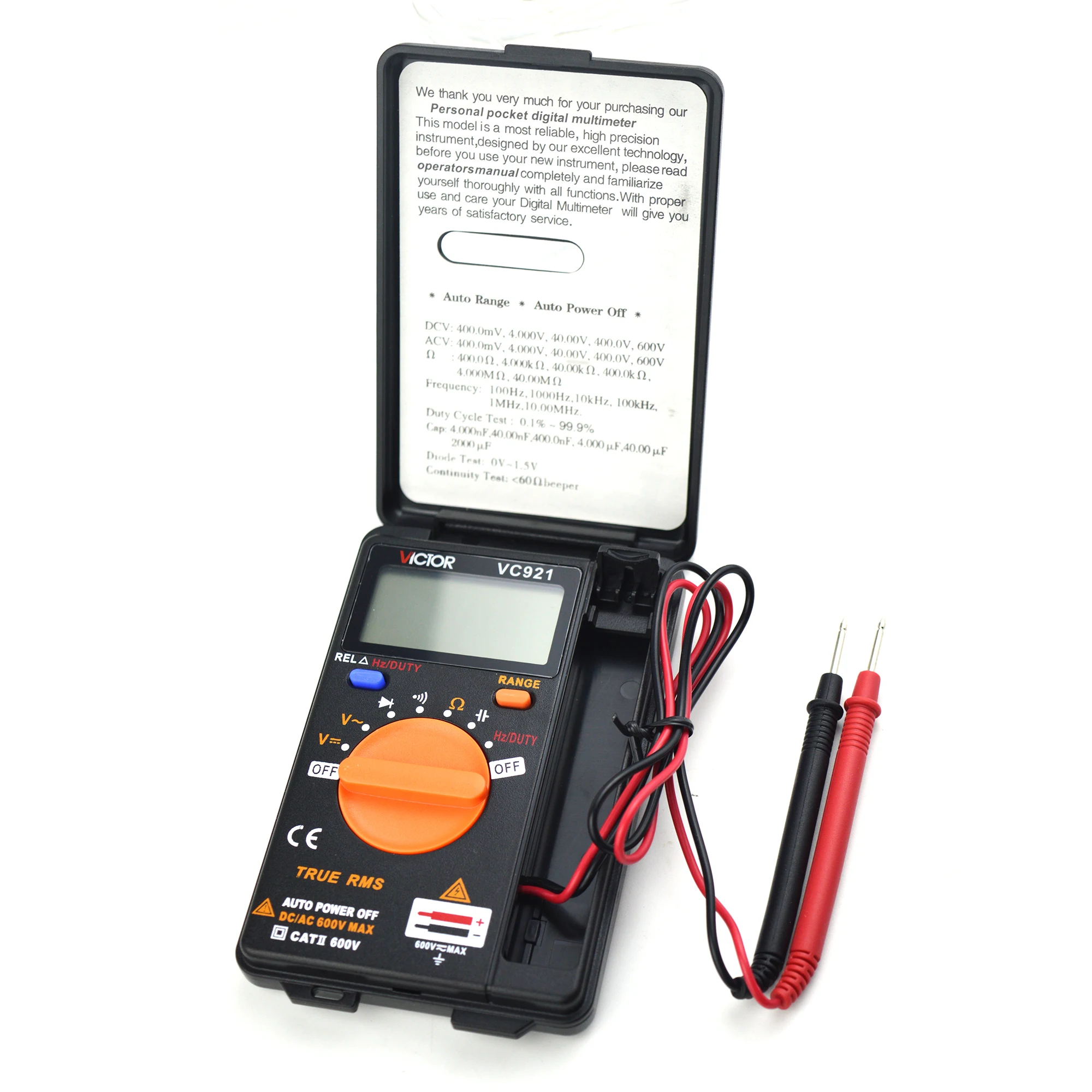 VICTOR VC921 Digital Multimeter DMM Integrated Personal DC AC Voltage Meter Pocket Capacitance Resistance Frequency Tester