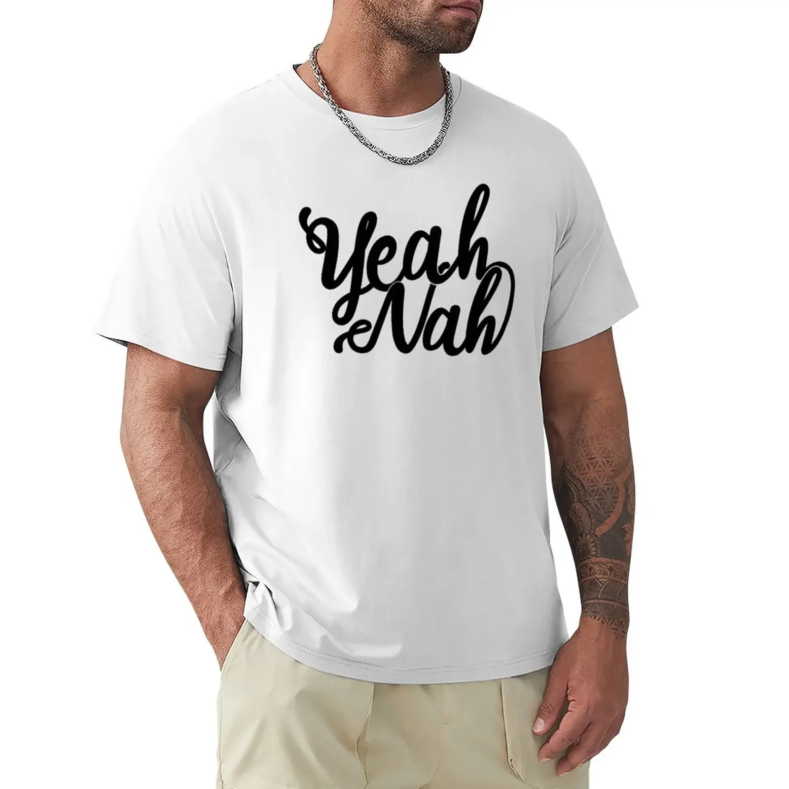 

Yeah Nah Hand Script T-Shirt aesthetic clothes new edition t shirts for men cotton summer clothes heavyweights men clothing