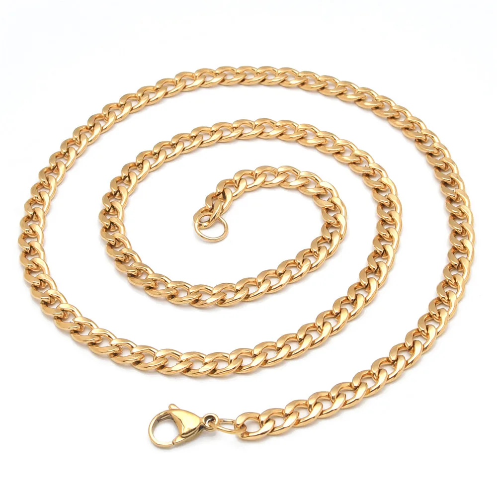 Stainless Steel Figaro Link Chain Necklace 3-6MM 50cm 60cm 70cm Silver Color For Men Women