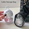 Portable Mini Clear Zipper Storage Bag - Space-Saving Organizer for Earphones & Chargers, Versatile with Handy Keychain Loop 1
