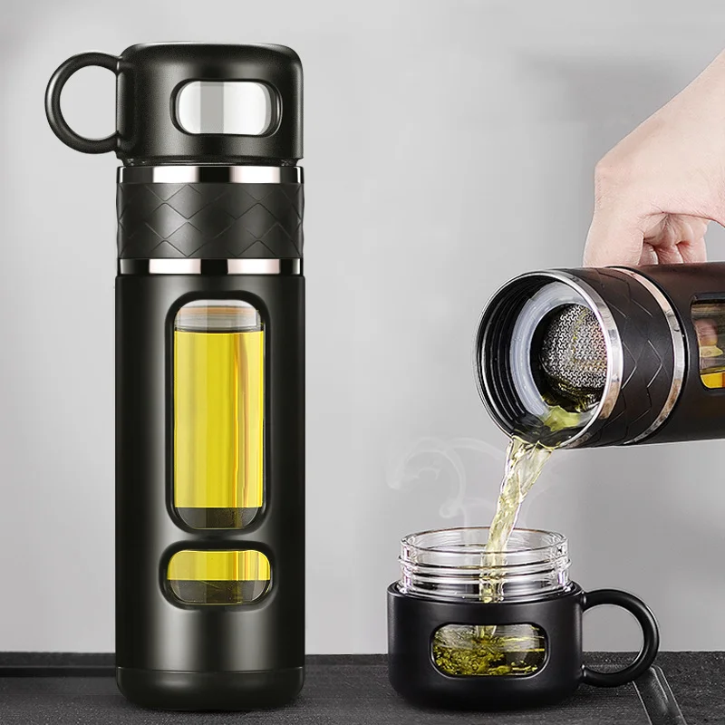 Tea cup Tea water separation 520ML Tea cup Water dishes Double-layer Insulation cup Portable Filtering thermal