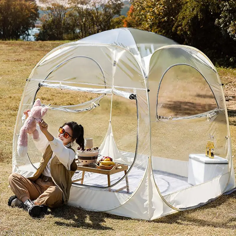 COSTWAY Transparentes Pop Up Zelt | 128x128cm Outdoor Bubble Zelt
