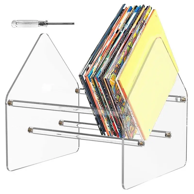 Vinyl Record Storage Holder Large Capacity Display Stand Clear Acrylic Modern Album Desktop Rack Record Holder Storage For Home 16pcs hangers clear acrylic jewelry display rack earrings hanging clothes stand storage jewelry shopwindow manager display racks