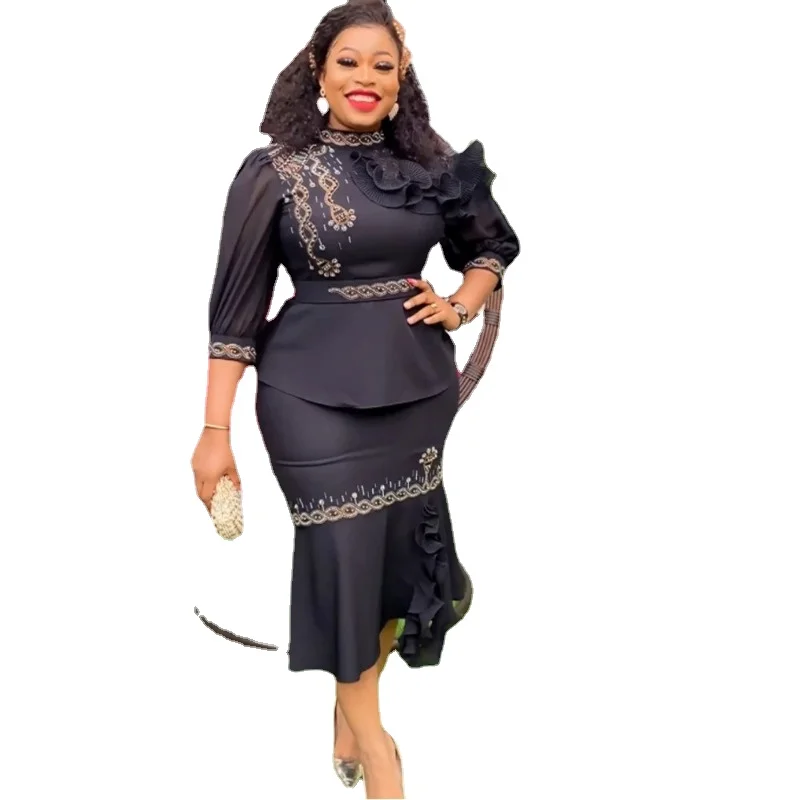 

Elegant African Evening Dresses for Women Dashiki Ankara Outfits Robe Plus Size Turkey Wedding Party Long Maxi Dress 2024