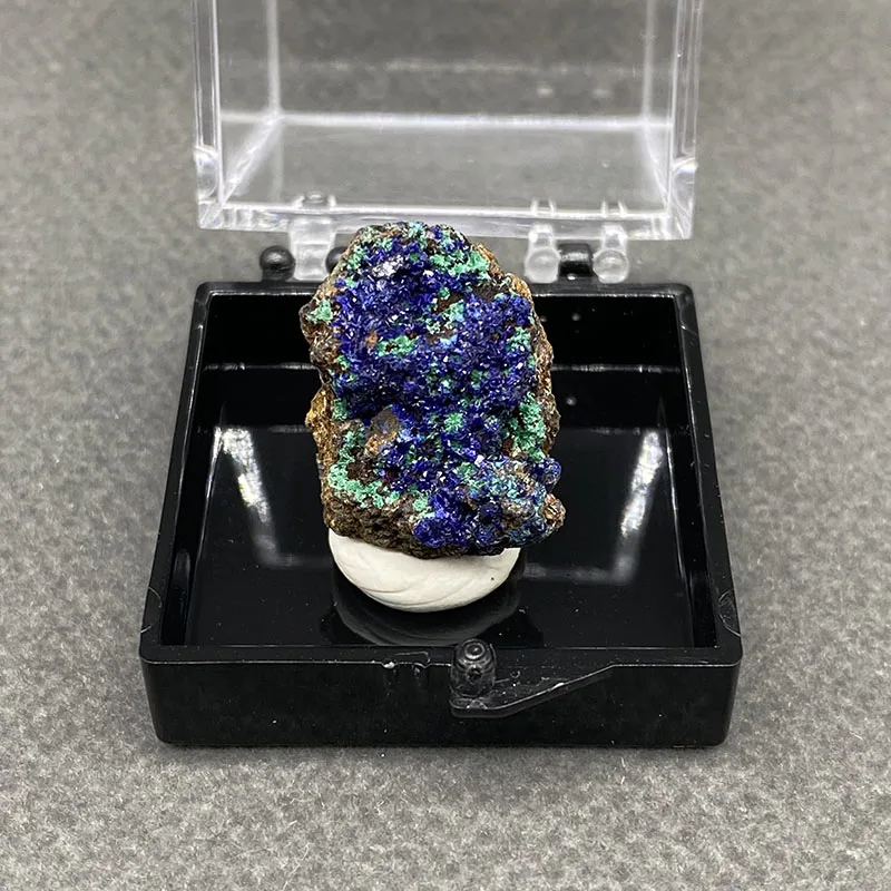 100% natural azurite and malachite symbiotic raw stone mineral specimen healing crystal gem collection+ Box size:35*35*35mm