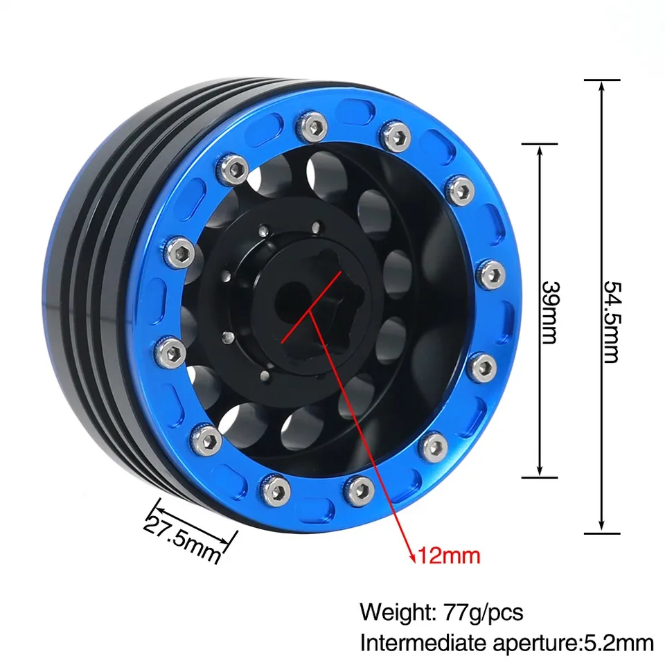 thumbnail image 2 of Tough 1.9" Aluminum Beadlock RC Wheels - 4-Pack For Axial SCX10, TRX4 Crawlers & More 2 of 13