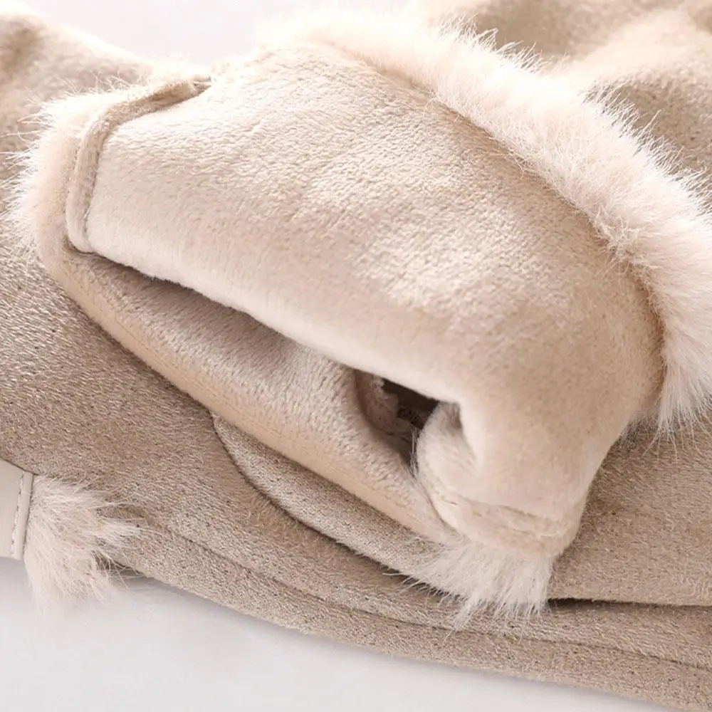 Winter Thick Plush Gloves For Women Fleece Lining Windproof Warm Touch Screen Wrist Gloves Lady Outdoor Driving Cycling Mittens