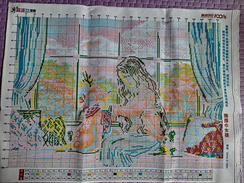 Printed Cross stitch 54*73cm 11CT Needlework DIY Home Decoration Sets For Embroidery kit Full Silk Thread New Cartoon Girl