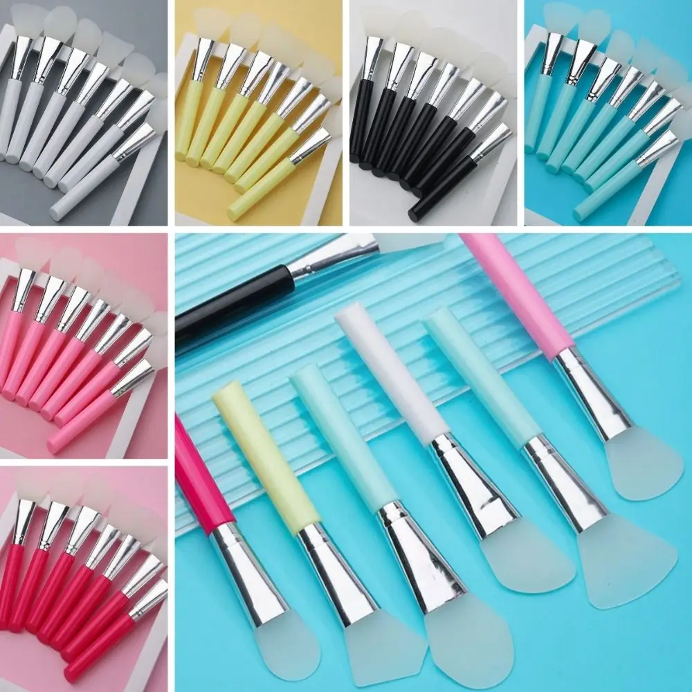 7Pcs DIY Silicone Mask Brush Set Mask Applicator Soft Facial Mud Mixing Brush Cosmetic Tool Foundation Liquid Tools Women makeup palette stainless steel cosmetic palette 6 well with spatula tool for nail art eye shadow mixing foundation painting 6x4
