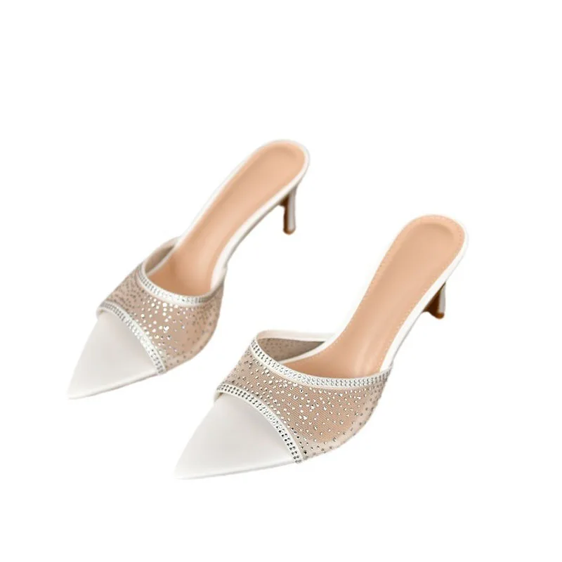 Square Toe Fish Mouth Heel Sandals Open-Toe Sandals Square Toe Slippers Women 35-42 7.5cm