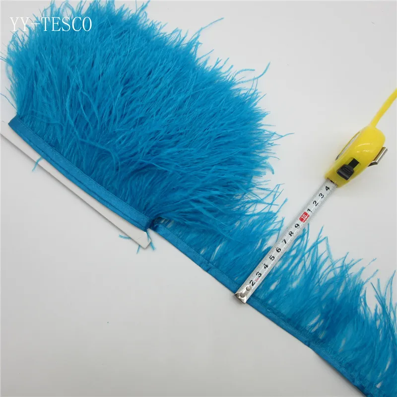 Wholesale Sky blue Natural ostrich feather Trimming height 8-11cm feathers strips wedding party dress decoration craft | Дом и сад