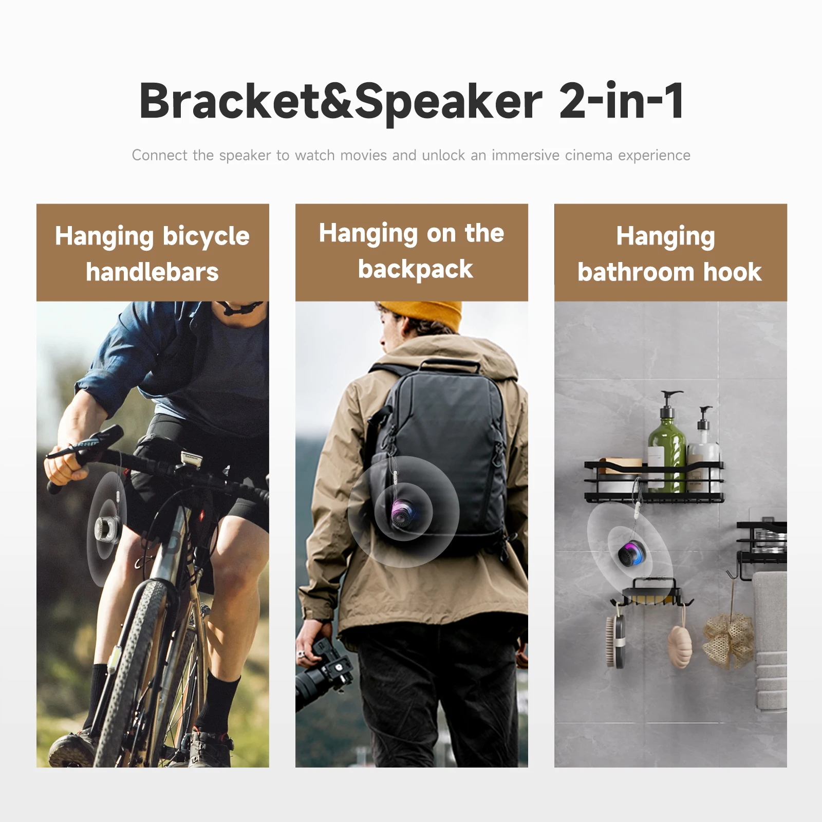 JBJW Portable Bluetooth Speaker Magnetic RGB Color Light Mini Subwoofer High-sound Quality Outdoor Sport Speaker Phone Holder