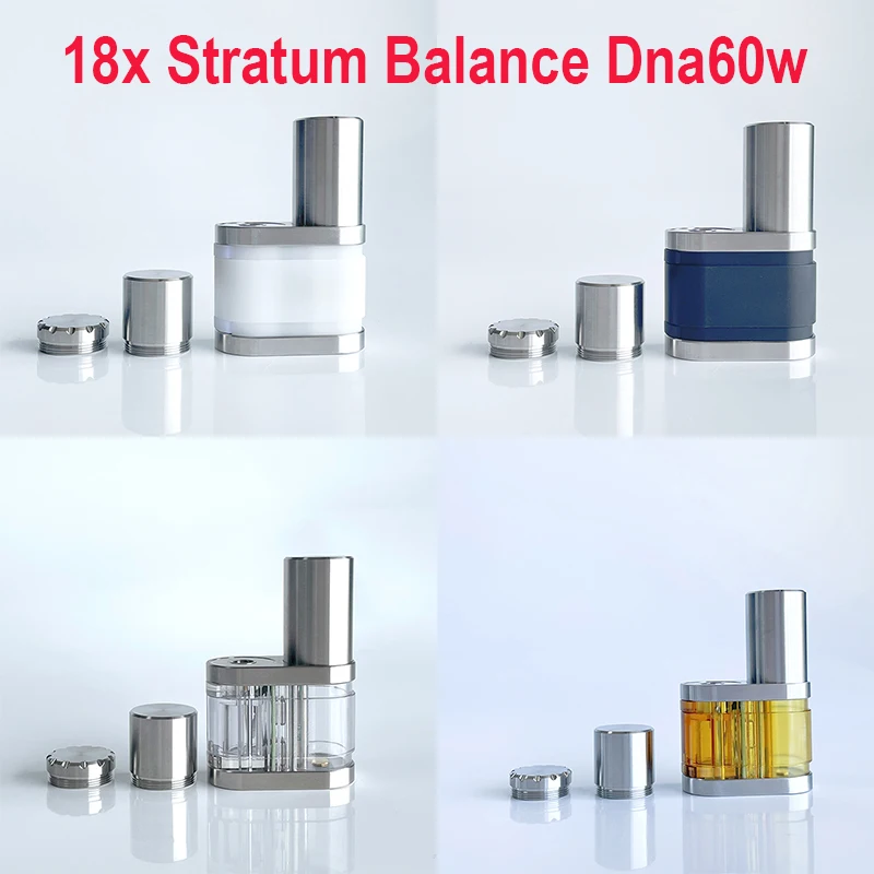 Box Mod 18x Stratum Balance Style China 60W/Dna 60w Chipest Vape Mod Single 18650/18350 VW TC Mod Fit for 24mm Vape Tank atomizer tank