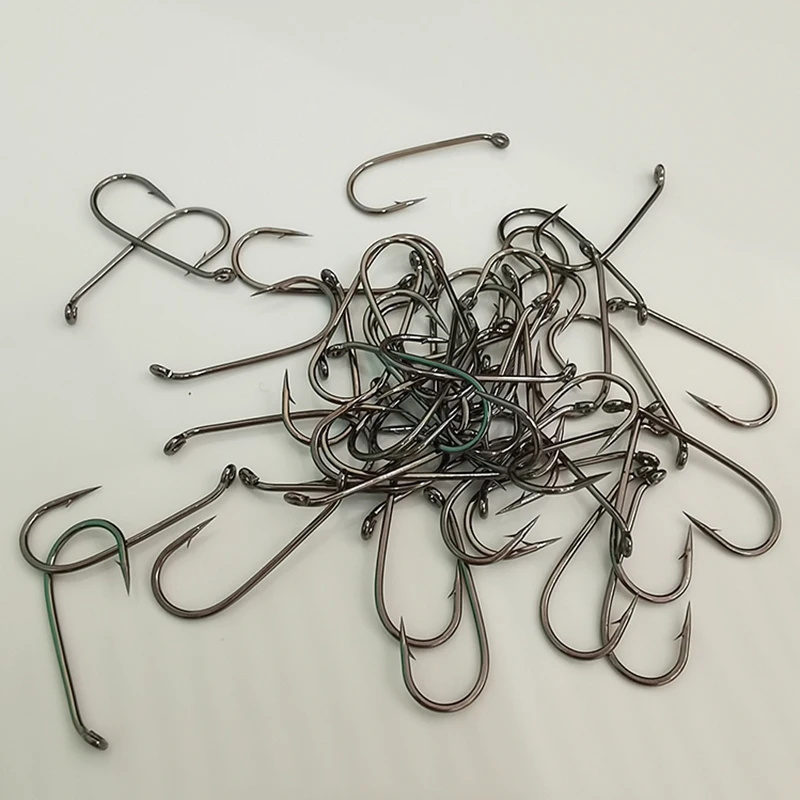 

50Pcs/pack Long Shank Fishing Hook Turned Down Eye Fishhooks Circle Barbed Hooks With High Carbon Steel Anti-corrosion Fishhook