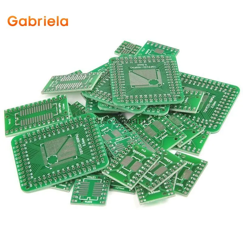 8Types 40pcs PCB Proto Boards SMD to DIP Adapter Plate Converter TQFP (32 44 48 64 84 100) SOP SSOP TSSOP 8 10 14 16 20 23 24 28 pcb adapter plate