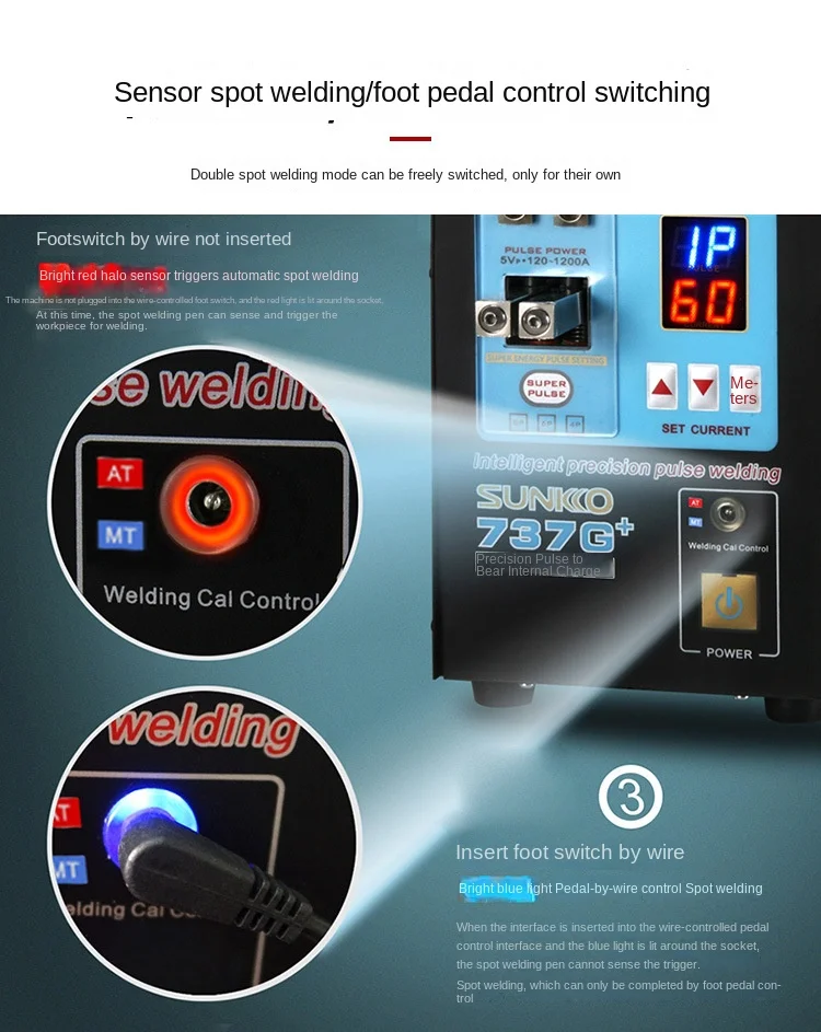 SUNKKO737G+ Intelligent Precision welding large-battery DIS inductive hand-held