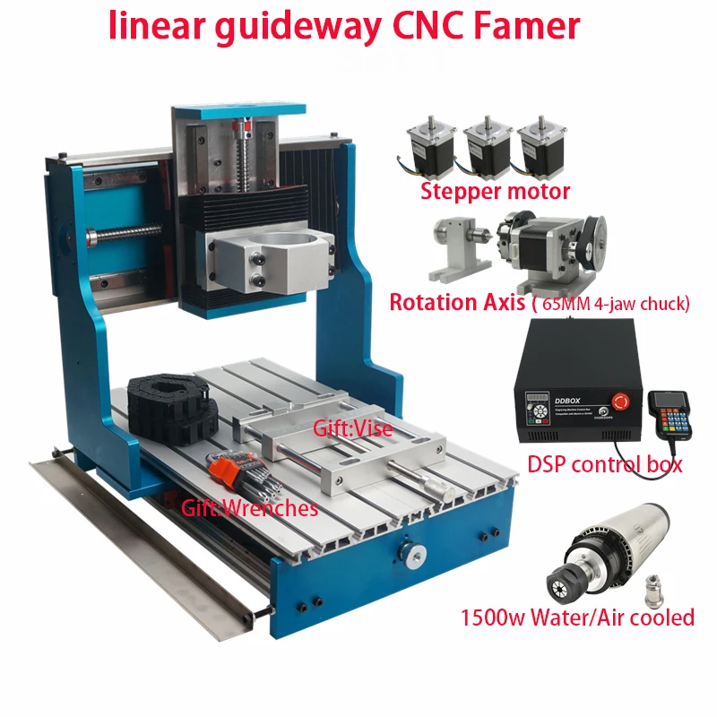 Mini Cnc 6040L 3040L Telaio Guida Lineare 4 Assi 1500W Con Motori Nema23 Per Kit Router Macchina Per Incisione Metallo Legno Cnc 6040
