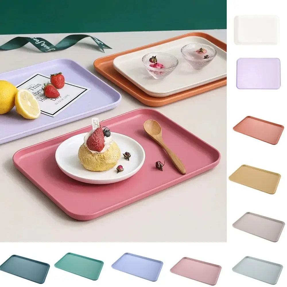 Plastic Wheat Straw Storage Tray Eco-friendly Large Capacity Rectangular Serving Tray Exquisite Fruit Salad Tray Hotel 5