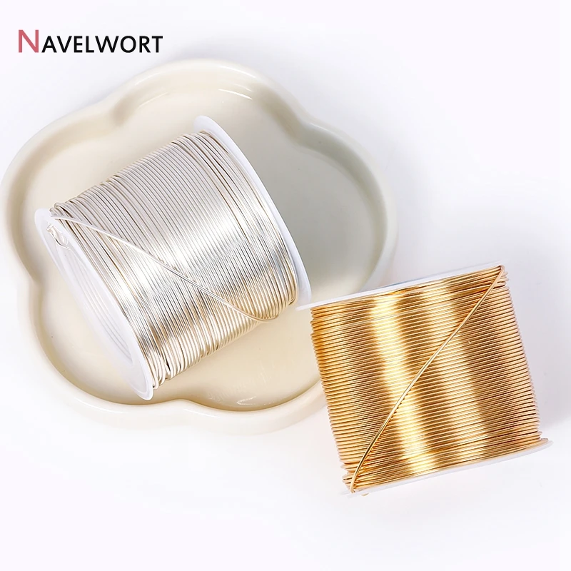 Beading Wire 5Meter/Lot 18K Gold Plated Copper Wire 0.2/0.3/0.4/0.5/0.6/0.8/1mm Jewelry Cord For DIY Jewelry Making Accessories
