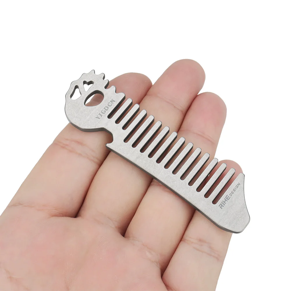 Description Picture 6 of itemSmall Size Titanium Alloy Comb Care Hair Bottle Opener Multifunctional Comb Outdoor EDC Tool Key Chain Accessories