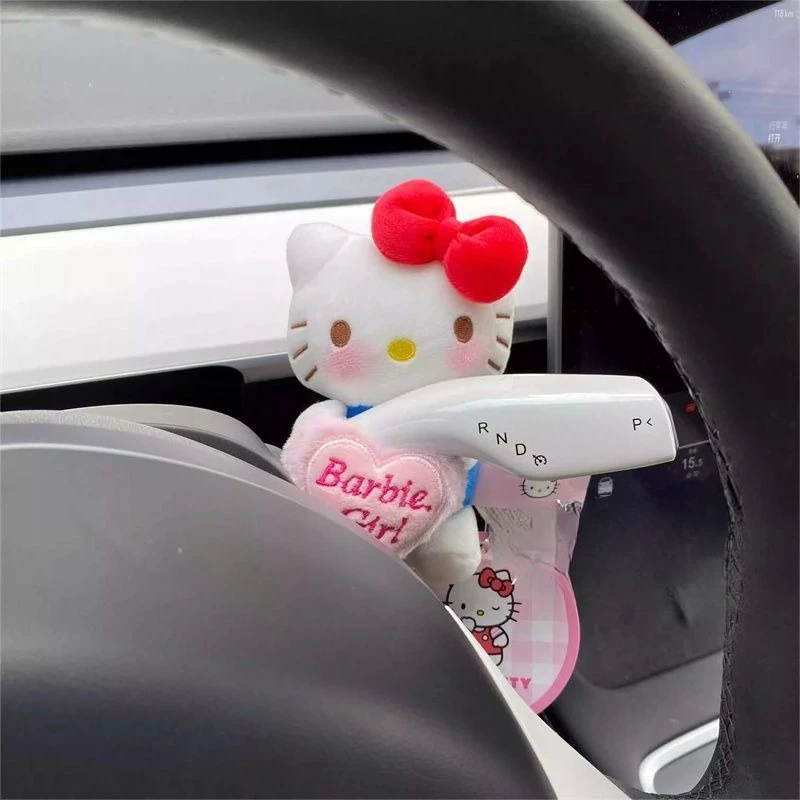산리오 마이멜로디 쿠로미 헬로키티 자동차 안전벨트 커버 귀여운 자동차 인테리어 액세서리 와이퍼 방향지시등 펜던트