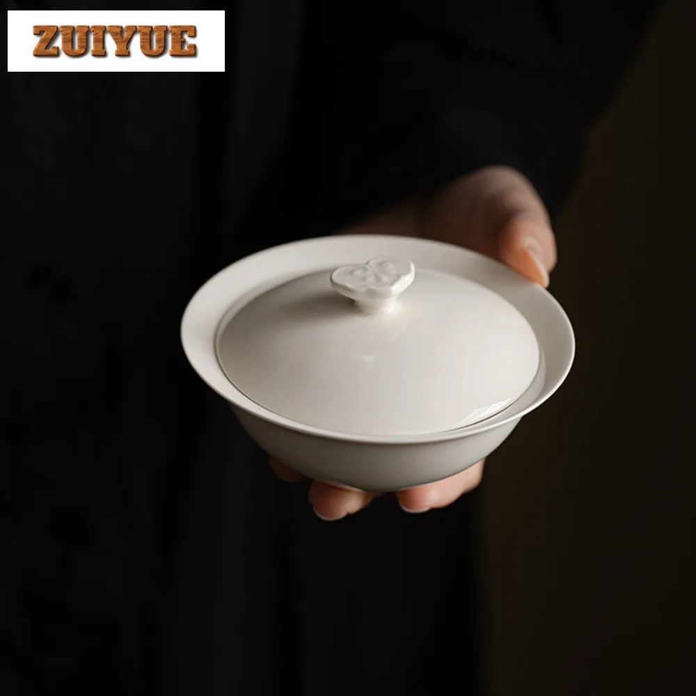 Tea set Japanese Style Plant Ash Handmade Cover Bowl Household Kung Fu Set Ancient Tea Tureen Tea Maker Gaiwan for Decoration 125ml