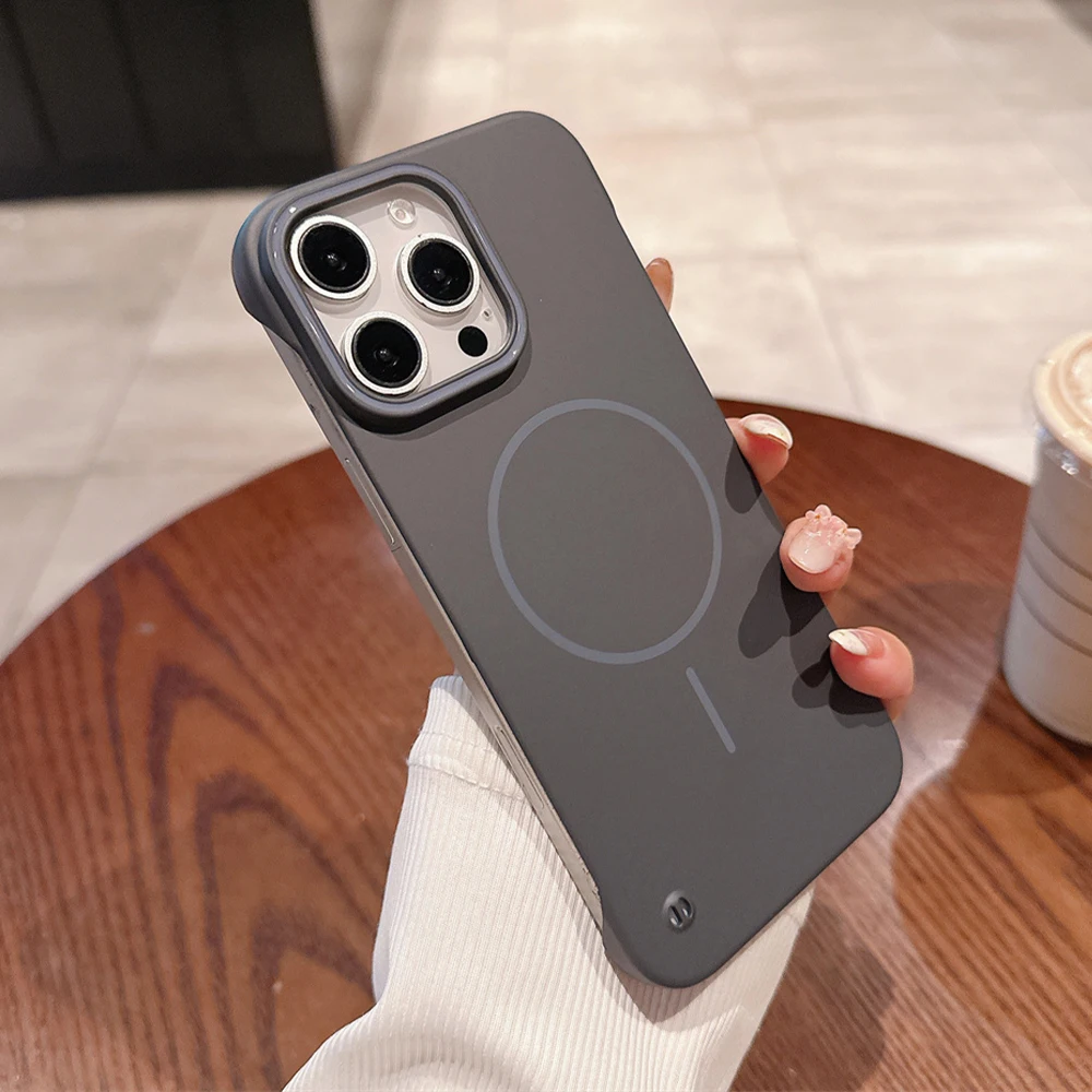 Frameless Matte Slim Phone Case with Magsafe Compatibility and Wireless Charging Support