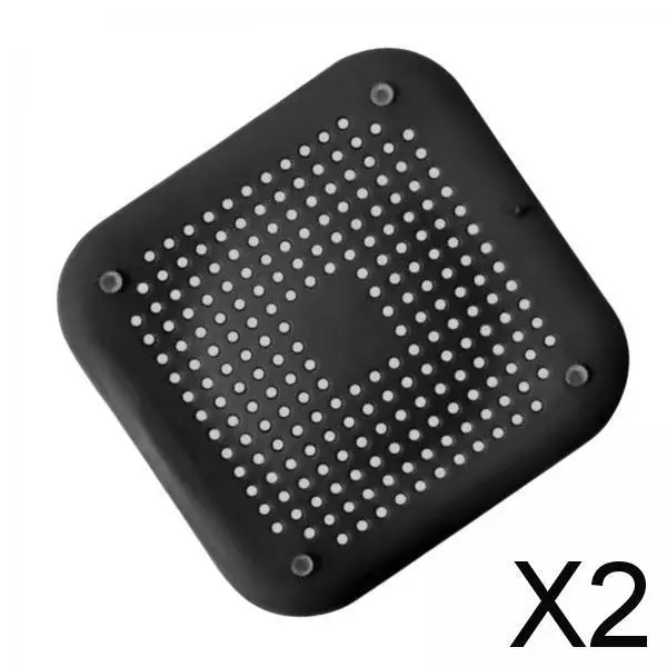 

2xHair Blocking Strainer Anti Clogging Drain Hole Protector for Bathtub, Black