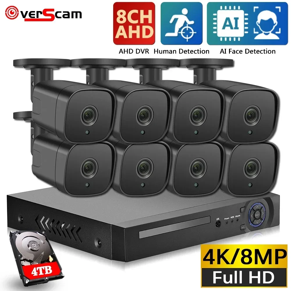 

New Super Full HD 8CH AHD 8MP Home Outdoor CCTV Camera System 8 Channel video Surveillance security camera kit 8ch 4K AHD DVR