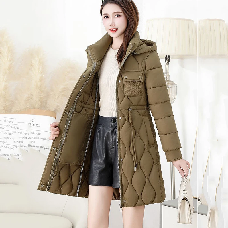 Women's High-Grade Down Cotton Coat, Long Thick Warm Padded Jacket