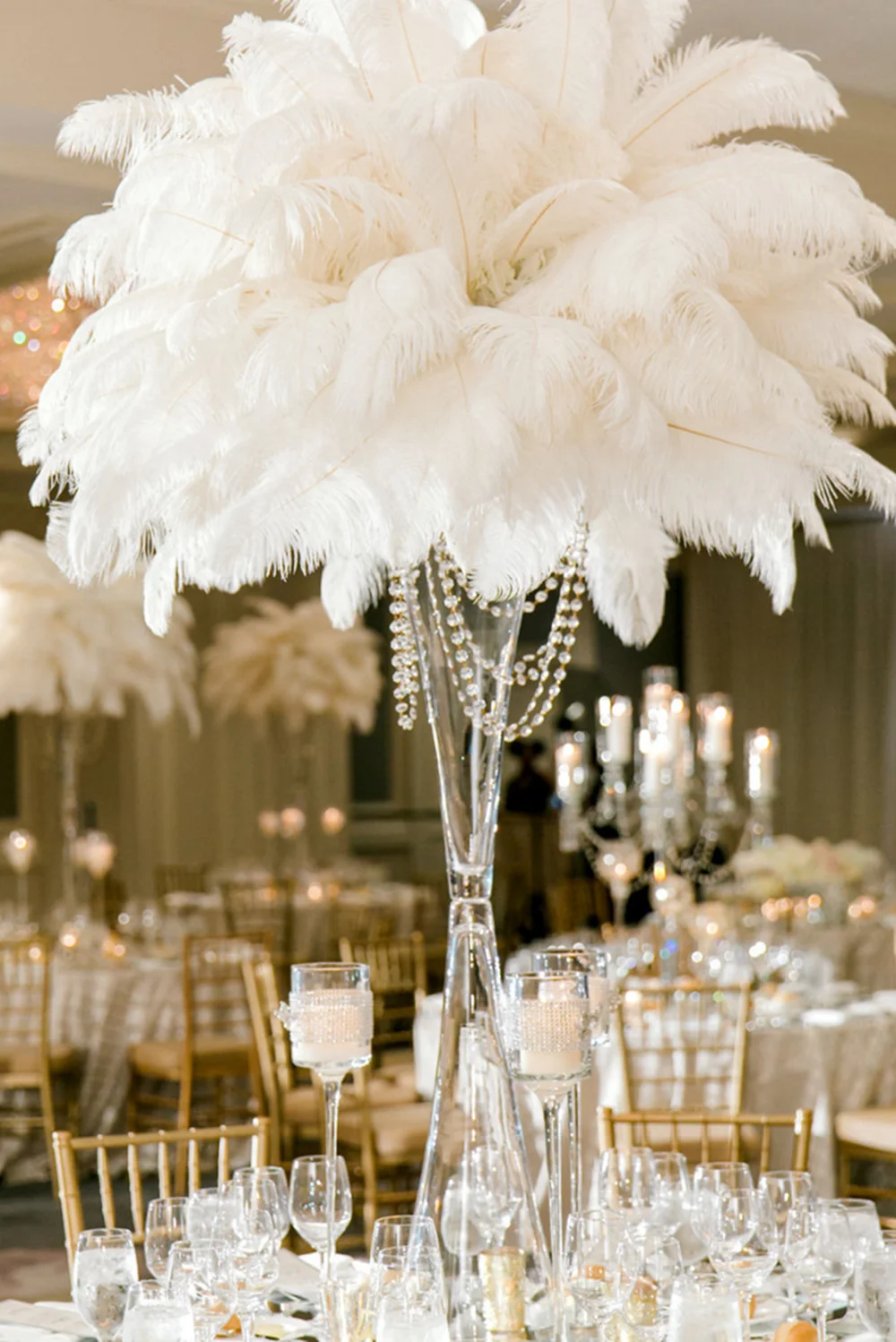 10500PcsLotNaturalOstrichFeatherWeddingTableCenterpiece