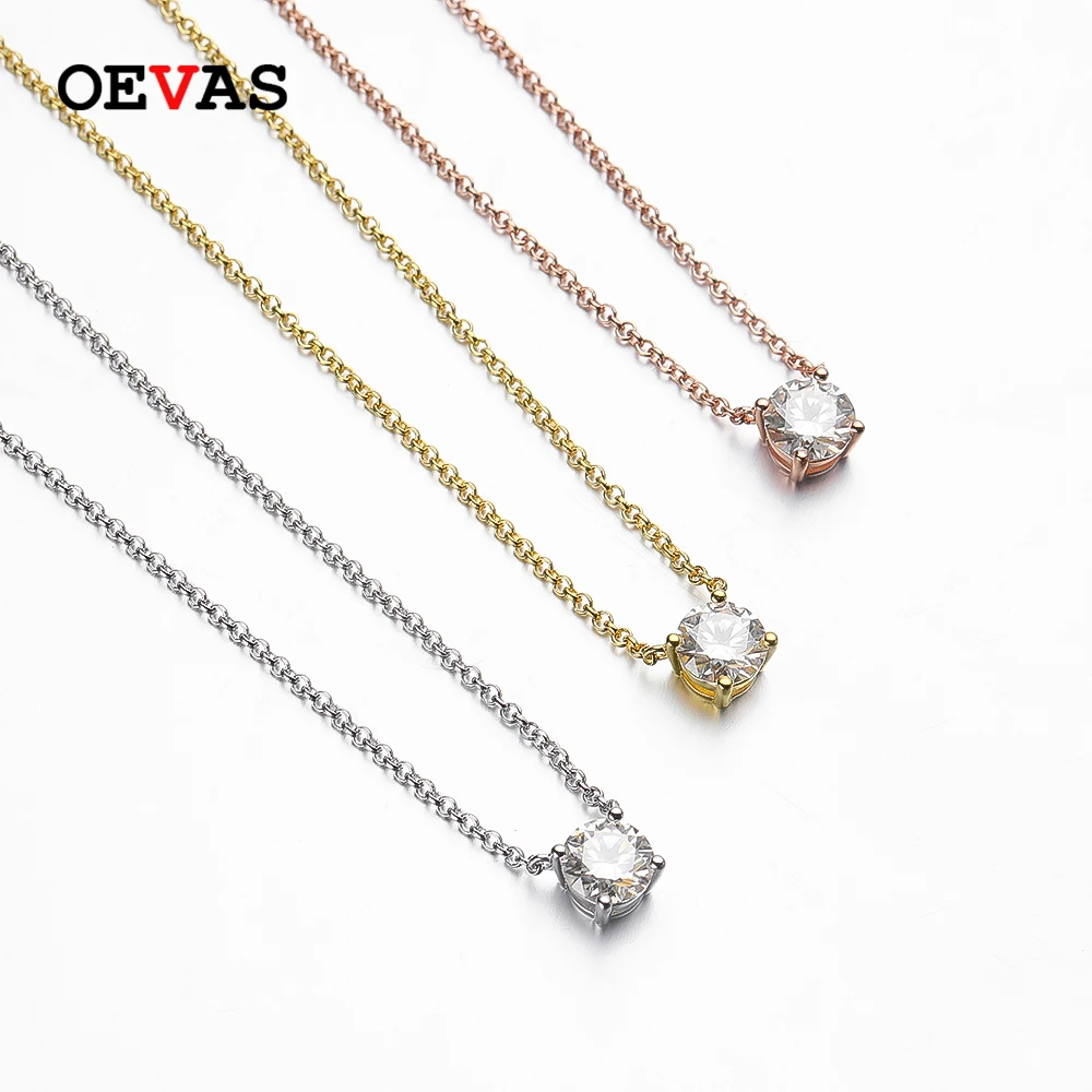 Real 1 Carat D Color Moissanite Pendant Necklace 100% 925 Sterling Silver Sparkling Engagement Wedding Party Fine Jewelry OEVAS