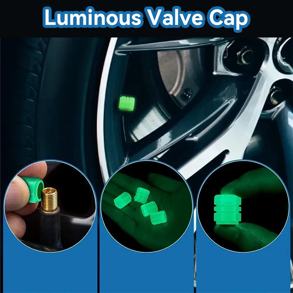 

5PCS Car Luminous Tire Valve Cap Motorcycle Bike Wheel Nozzle Night Glowing Fluorescent Decor Tyre Valve Stem Luminous Caps