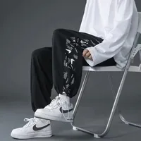 Pants Men's Spring Autumn Korean Style Trendy Loose Versatile Ankle-Banded Pants Summer Exercise Casual Butterfly Pattern Pants 1