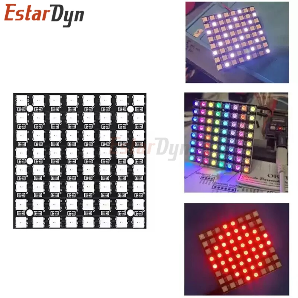 Estardyn WS2812 5050 RGB 8x8 64 LED 매트릭스 모듈 ESP32 DIY 애니메이션 디스플레이용 개별적으로 주소 지정이 가능한 풀 컬러