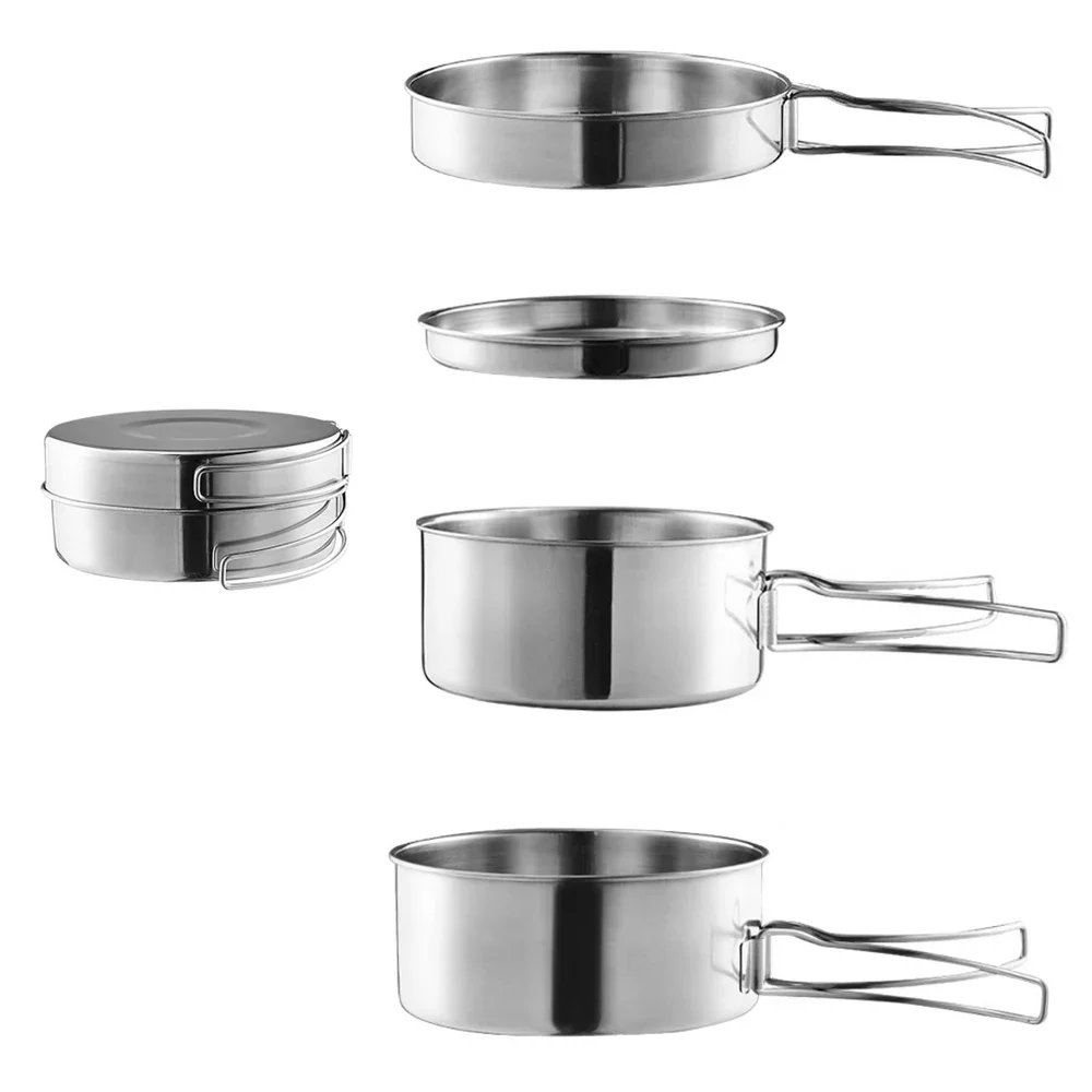 

Stainless-steel Bowl Outdoor Camping Cooking Set Pot Picnic Hiking Backpacking Cookware