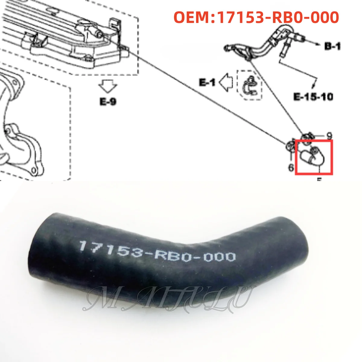 The new rubber tube is suitable for 09-12 Fit CITY JAZZ valve chamber cover connecting ventilation pipe exhaust pipe 17153RB0000