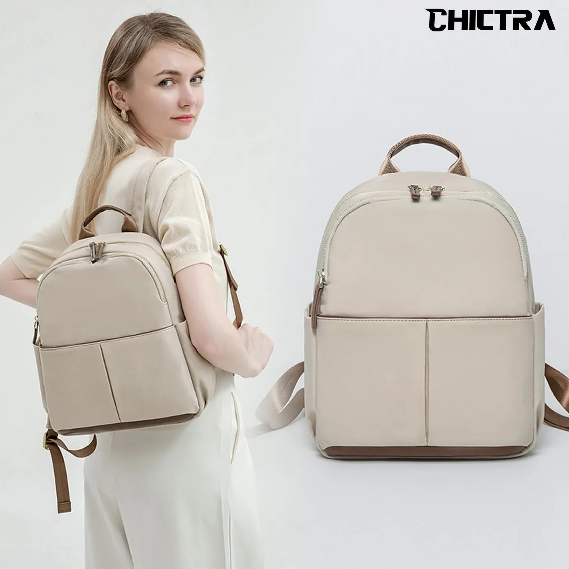 CHICTRA Borse zaino alla moda per donna Borse per libri da ragazza leggere stile casual Semplicità Borsa da viaggio portatile in tinta unita