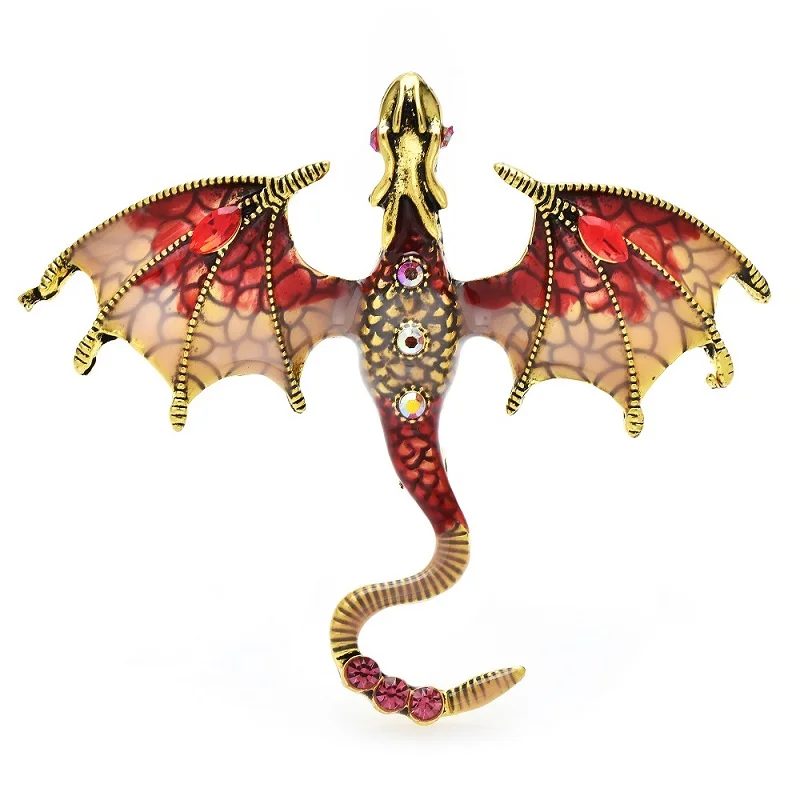 Animal brooch 6-color Rhinestone Enamel Dragon for women men