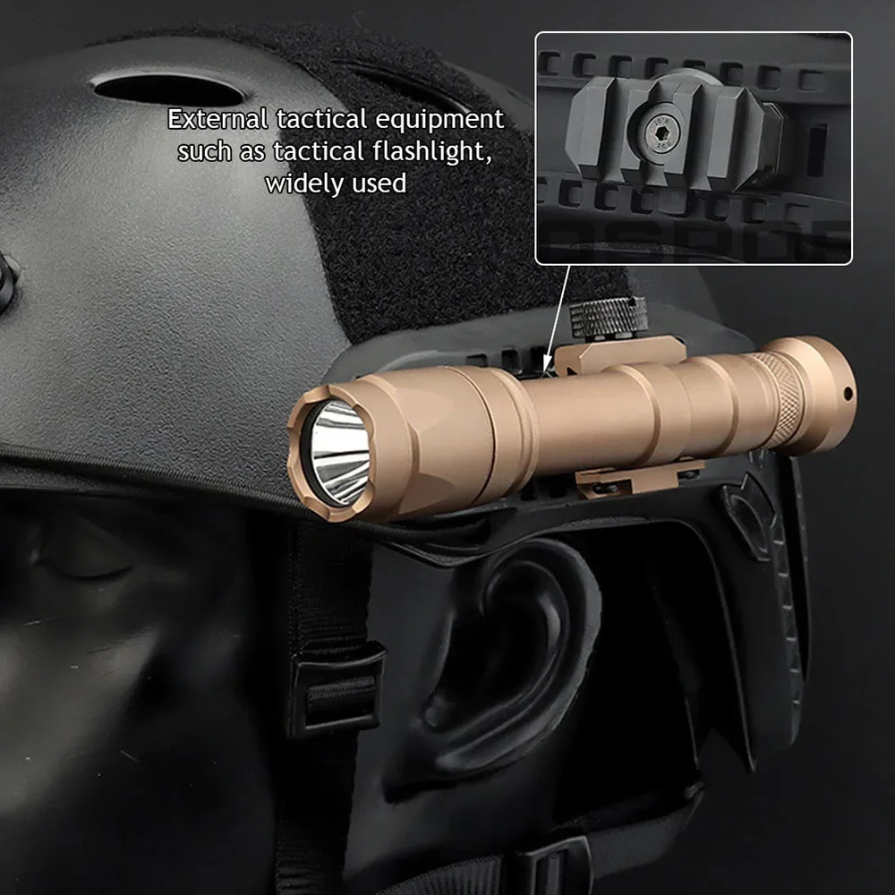 2Pcs Adjustable 360 Degrees Tactical Helmet ARC Side Rail Adapter Hunting Shooting Rotatable Straight Guide 19mm Guide Rail