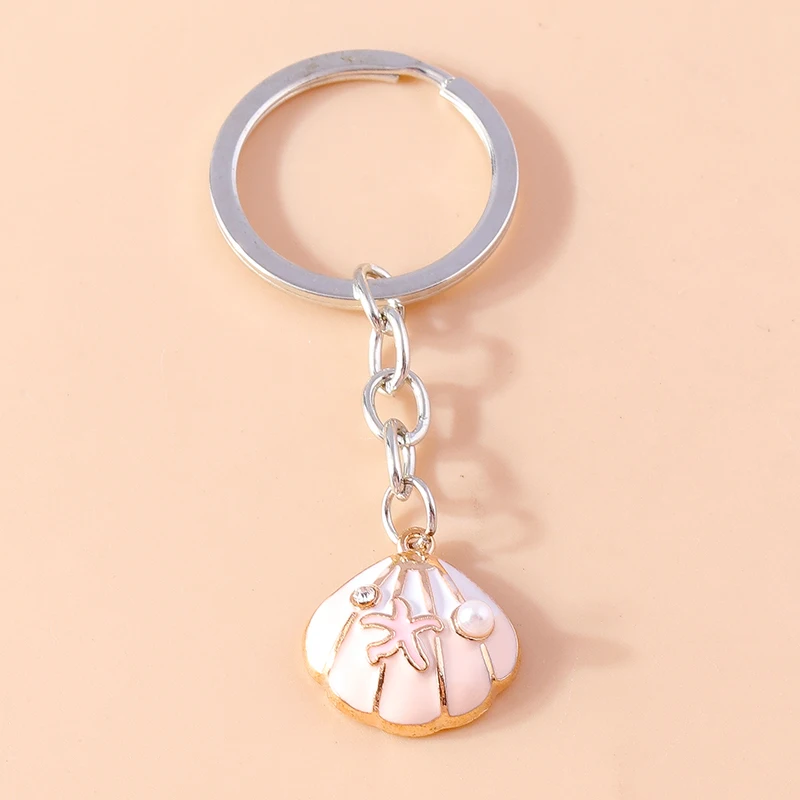 Niedlichen Sommer Strand Muschel Schlüssel bund Perle Schlüssel ring Anhänger für Schlüssel halter Frauen Mädchen Handtasche Zubehör DIY handgemachte Schmuck Geschenk – Detail 8