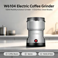 W6104 Moulin électrique multifonctionnel 150W pour grains de café, épices, noix et herbes, lame en acier inoxydable, outil de cuisine 8