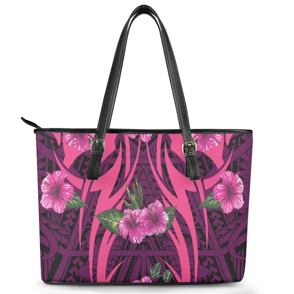 Borsa Da Donna Viola Elegante Hibiscus Flower Design Pu Leather Ladies Tote Borse A Tracolla Borsa A Tracolla Di Lusso Per Adolescenti