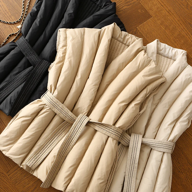 

100-108cm Bust Autumn Winter Women Puffy Coat Warm 90% White Duck Down Vest Coats
